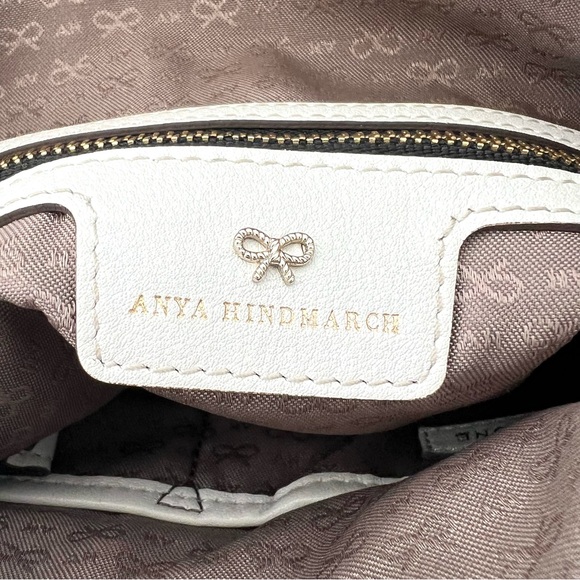 ANYA HINDMARCH Maxi Zip Blue Gray Pebble Leather Flap Tassel Shoulder Satchel - Picture 11 of 15